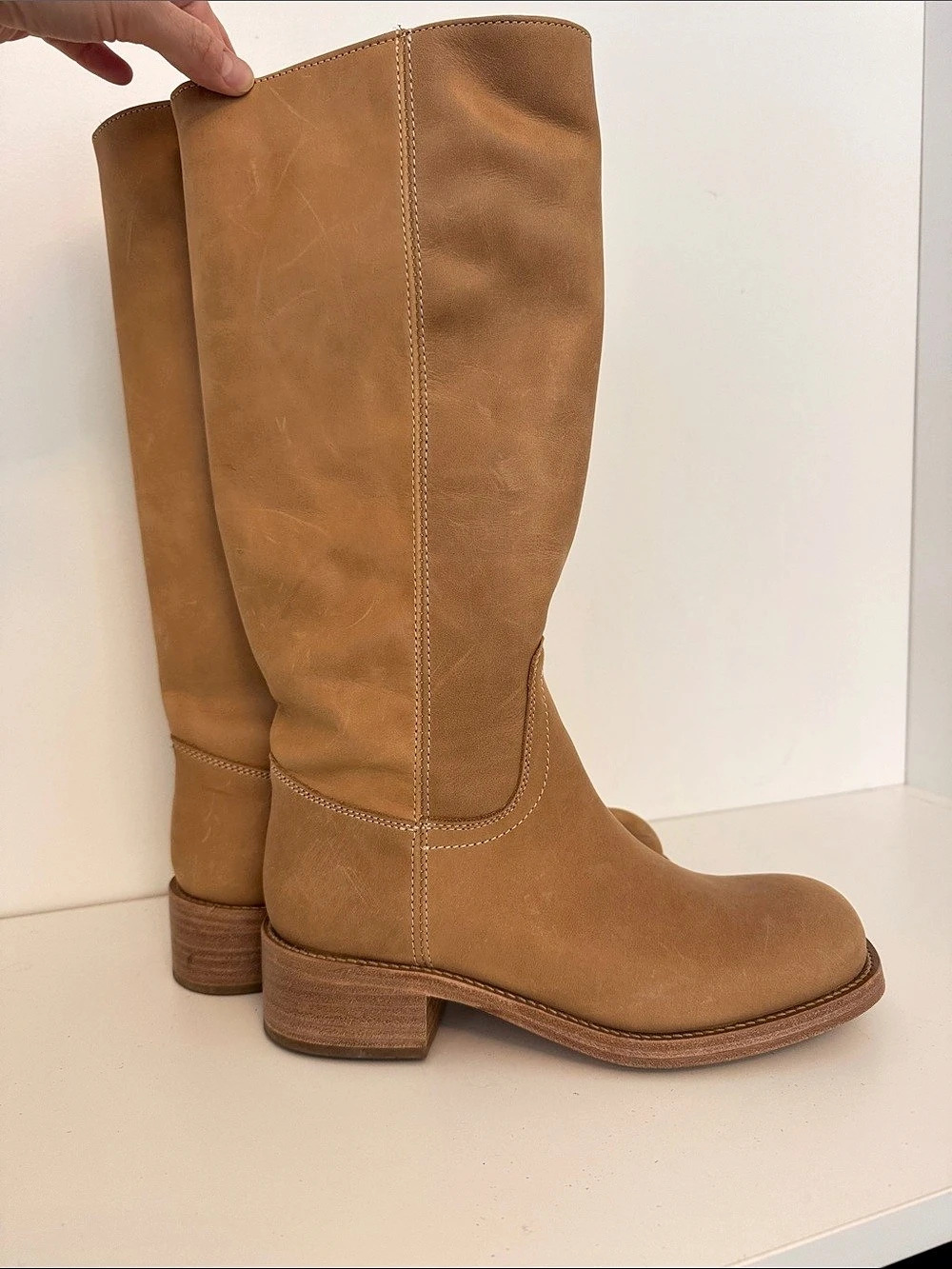 Leather Knee-High Boots Brown US 8